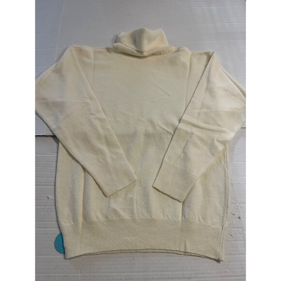 NWT-Vintage Crazy Horse Lambswool blend Cream Turtleneck ribbed Sweater Small - Picture 2 of 9
